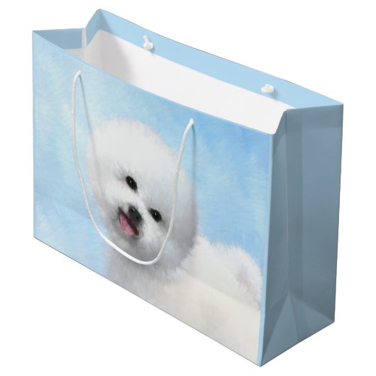 Bichon Frise-schildering - Cute Original Dog Art Groot Cadeauzakje (Voorkant Gekanteld)
