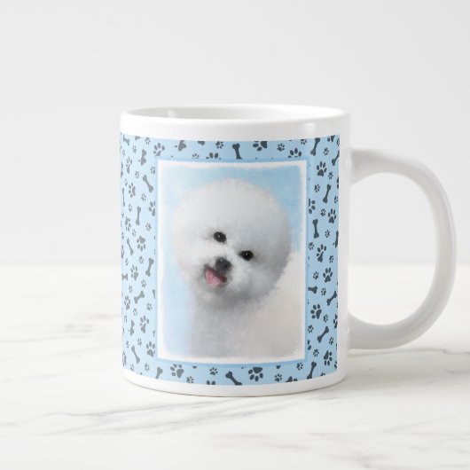 Bichon Frise-schildering - Cute Original Dog Art Grote Koffiekop (Rechts)