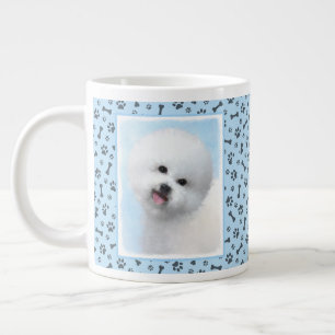 Bichon Frise-schildering - Cute Original Dog Art Grote Koffiekop