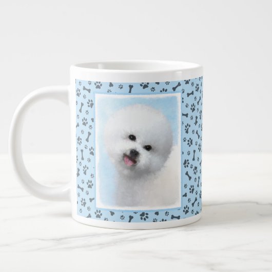 Bichon Frise-schildering - Cute Original Dog Art Grote Koffiekop (Links)