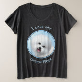 Bichon Frise-schildering - Cute Original Dog Art Grote Maat T-shirt (Design voorkant)
