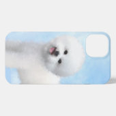 Bichon Frise-schildering - Cute Original Dog Art iPhone Hoesje (Achterkant horizontaal)