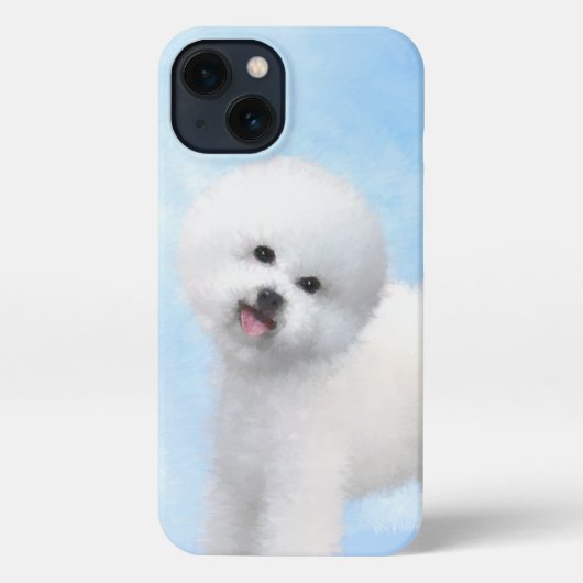 Bichon Frise-schildering - Cute Original Dog Art iPhone Hoesje (Achterkant)