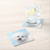 Bichon Frise-schildering - Cute Original Dog Art Kartonnen Onderzetters (Insitu)