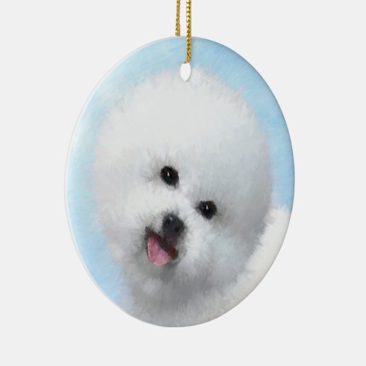 Bichon Frise-schildering - Cute Original Dog Art Keramisch Ornament (Rechts)