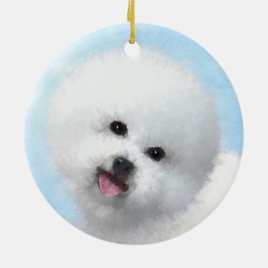 Bichon Frise-schildering - Cute Original Dog Art Keramisch Ornament (Achterkant)