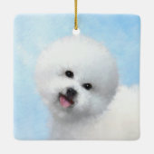Bichon Frise-schildering - Cute Original Dog Art Keramisch Ornament (Achterkant)