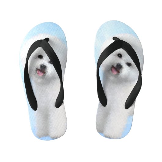 Bichon Frise-schildering - Cute Original Dog Art Kinder Teenslippers (Voetbed)