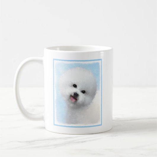Bichon Frise-schildering - Cute Original Dog Art Koffiemok (Links)