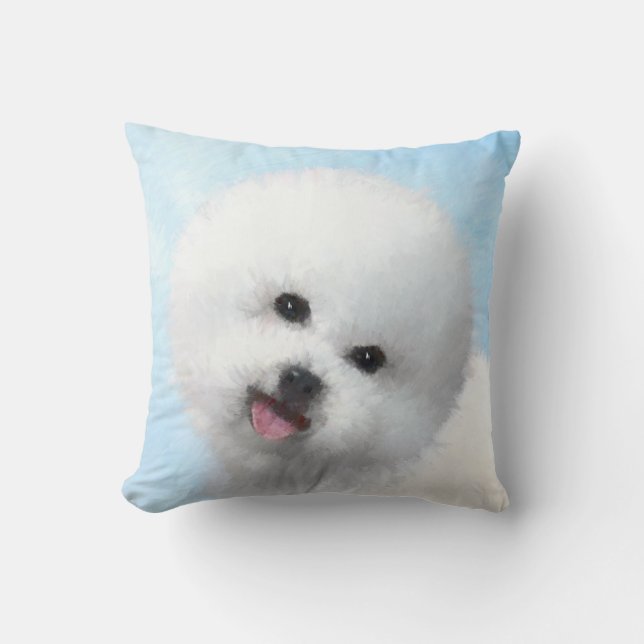 Bichon Frise-schildering - Cute Original Dog Art Kussen (Voorkant)