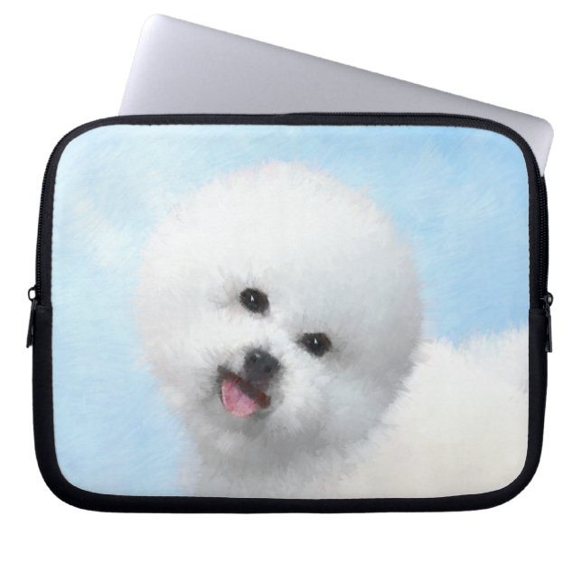 Bichon Frise-schildering - Cute Original Dog Art Laptop Sleeve (Voorkant)