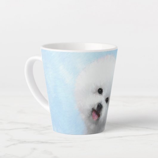 Bichon Frise-schildering - Cute Original Dog Art Latte Mok (Linkerhoek)