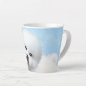 Bichon Frise-schildering - Cute Original Dog Art Latte Mok (Rechterhoek)