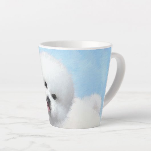 Bichon Frise-schildering - Cute Original Dog Art Latte Mok (Rechterhoek)