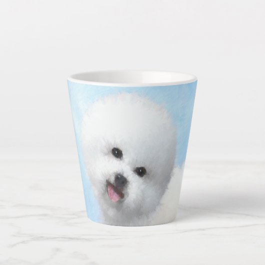 Bichon Frise-schildering - Cute Original Dog Art Latte Mok (Voorkant)