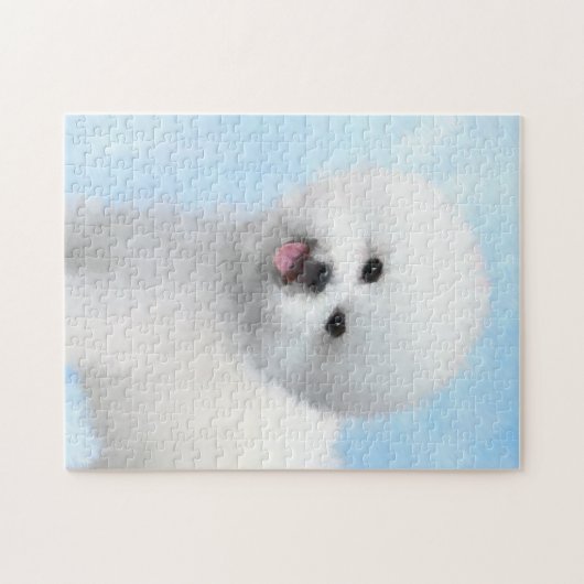 Bichon Frise-schildering - Cute Original Dog Art Legpuzzel (Horizontaal)