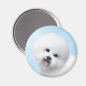 Bichon Frise-schildering - Cute Original Dog Art Magneet (Voorkant / Achterkant)