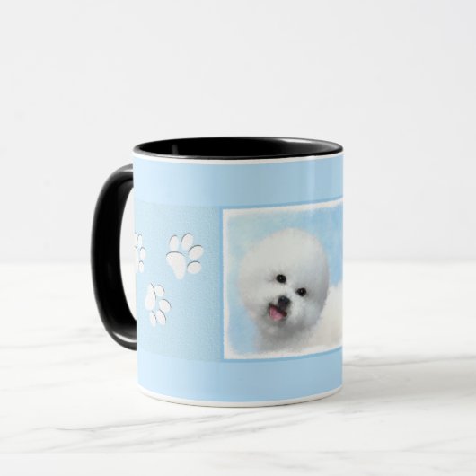 Bichon Frise-schildering - Cute Original Dog Art Mok (Voorkant links)