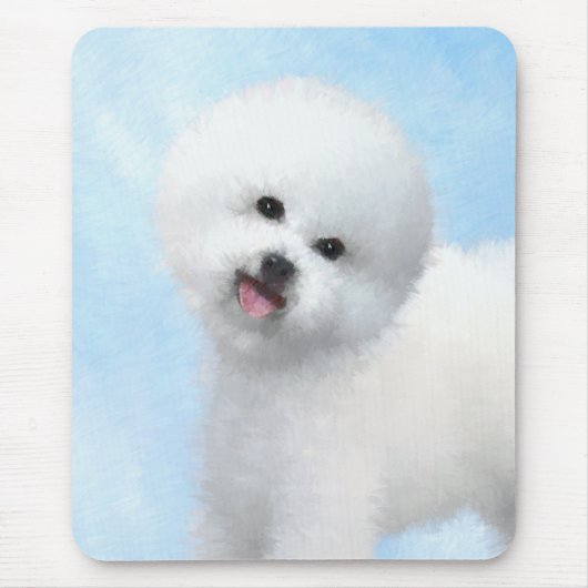 Bichon Frise-schildering - Cute Original Dog Art Muismat (Voorkant)