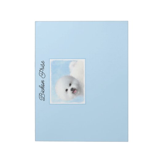Bichon Frise-schildering - Cute Original Dog Art Notitieblok (Linkerzijde)