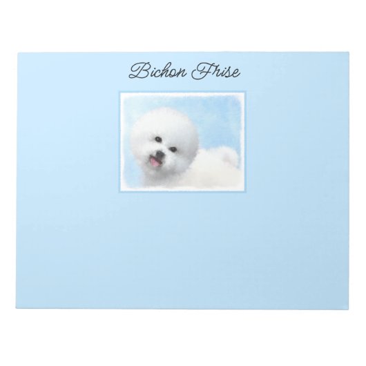 Bichon Frise-schildering - Cute Original Dog Art Notitieblok (Voorkant)