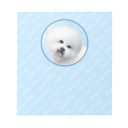 Bichon Frise-schildering - Cute Original Dog Art Notitieblok (Voorkant)