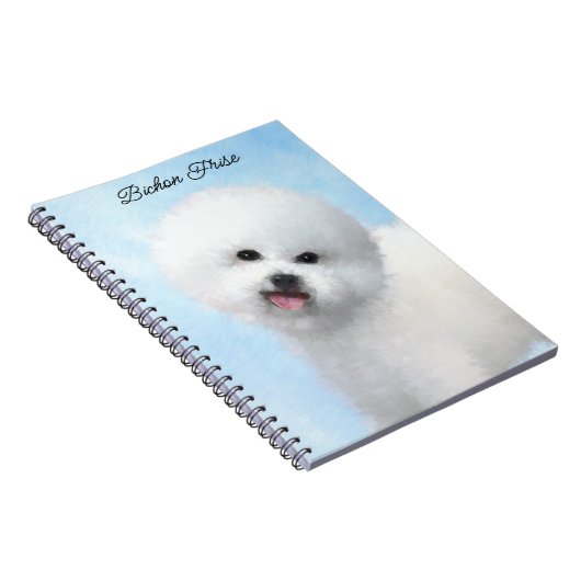 Bichon Frise-schildering - Cute Original Dog Art Notitieboek (Rechterzijde)