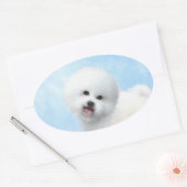 Bichon Frise-schildering - Cute Original Dog Art Ovale Sticker (Envelop)