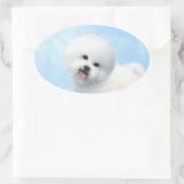 Bichon Frise-schildering - Cute Original Dog Art Ovale Sticker (Tas)