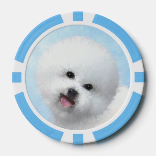 Bichon Frise-schildering - Cute Original Dog Art Poker Chips (Voorkant)