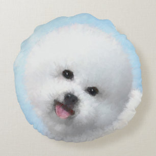 Bichon Frise-schildering - Cute Original Dog Art Rond Kussen