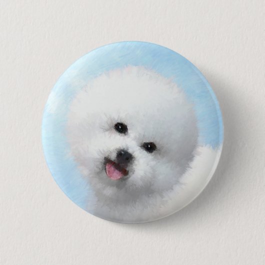Bichon Frise-schildering - Cute Original Dog Art Ronde Button 5,7 Cm (Voorkant)