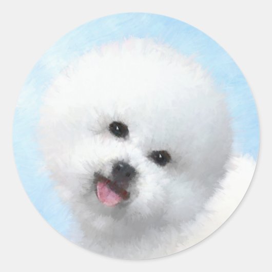 Bichon Frise-schildering - Cute Original Dog Art Ronde Sticker (Voorkant)