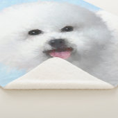 Bichon Frise-schildering - Cute Original Dog Art Sherpa Deken (3/4)