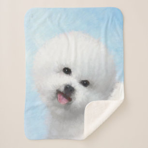 Bichon Frise-schildering - Cute Original Dog Art Sherpa Deken