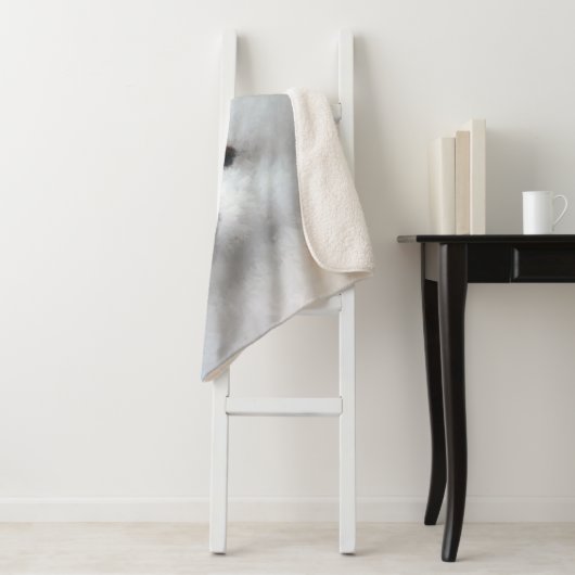 Bichon Frise-schildering - Cute Original Dog Art Sherpa Deken (In situ)