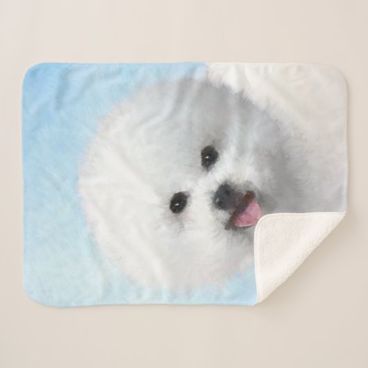Bichon Frise-schildering - Cute Original Dog Art Sherpa Deken (Voorkant (horizontaal))