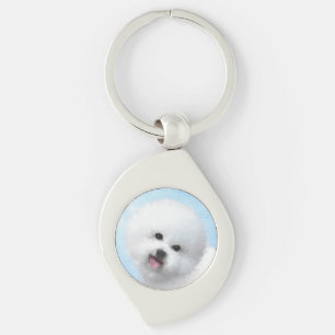 Bichon Frise-schildering - Cute Original Dog Art Sleutelhanger
