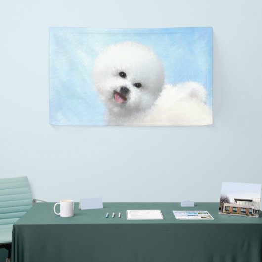 Bichon Frise-schildering - Cute Original Dog Art Spandoek (Beurs)