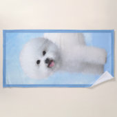 Bichon Frise-schildering - Cute Original Dog Art Strandlaken (Voorkant)