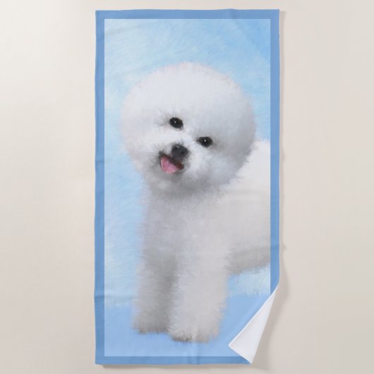 Bichon Frise-schildering - Cute Original Dog Art Strandlaken (Voorkant)