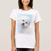 Bichon Frise-schildering - Cute Original Dog Art T-shirt (Voorkant)