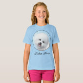 Bichon Frise-schildering - Cute Original Dog Art T T-shirt (Voorkant volledig)