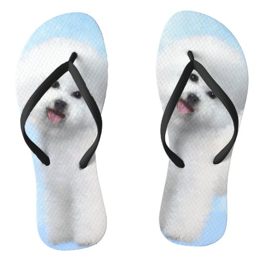 Bichon Frise-schildering - Cute Original Dog Art Teenslippers (Voetbed)