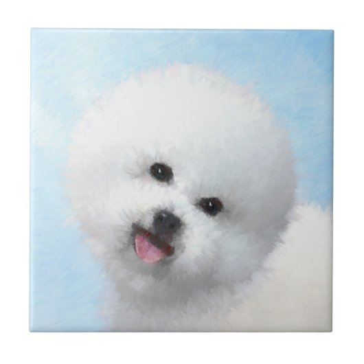 Bichon Frise-schildering - Cute Original Dog Art Tegeltje (Voorkant)