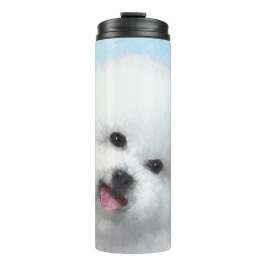 Bichon Frise-schildering - Cute Original Dog Art Thermosbeker (Voorkant)