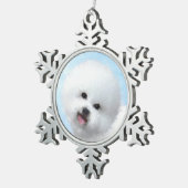 Bichon Frise-schildering - Cute Original Dog Art Tin Sneeuwvlok Ornament (Rechts)