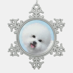 Bichon Frise-schildering - Cute Original Dog Art Tin Sneeuwvlok Ornament
