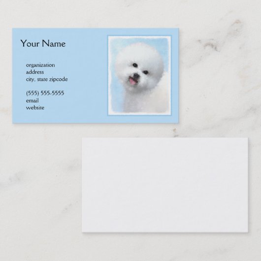 Bichon Frise-schildering - Cute Original Dog Art Visitekaartje (Voorkant / Achterkant)