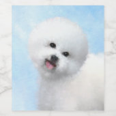 Bichon Frise-schildering - Cute Original Dog Art Wijn Etiket (Enkel label)